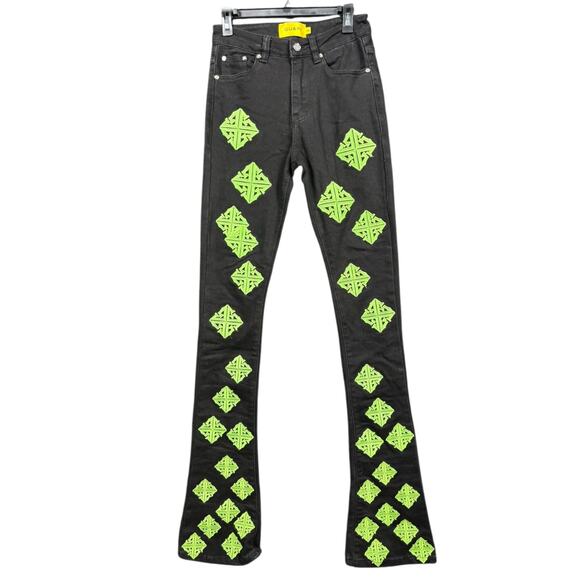 Guapi Jeans Mens 28 Embroidered Flare Designer Pants Streetwear Premium - Picture 1 of 11